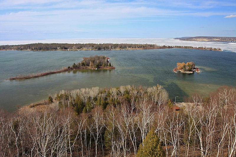800px-view of sawyer harbor and the mouth of sturgeon bay from the observation tower at potawatomi state park in door county%2c wisconsin%2c april 26%2c 2014