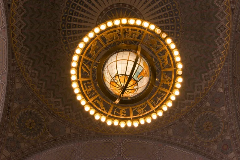 Lossy-page1-800px-the 2%2c000-pound cast bronze chandelier beneath the mosaic dome in the downtown central library in los angeles%2c california lccn2013631645.tif