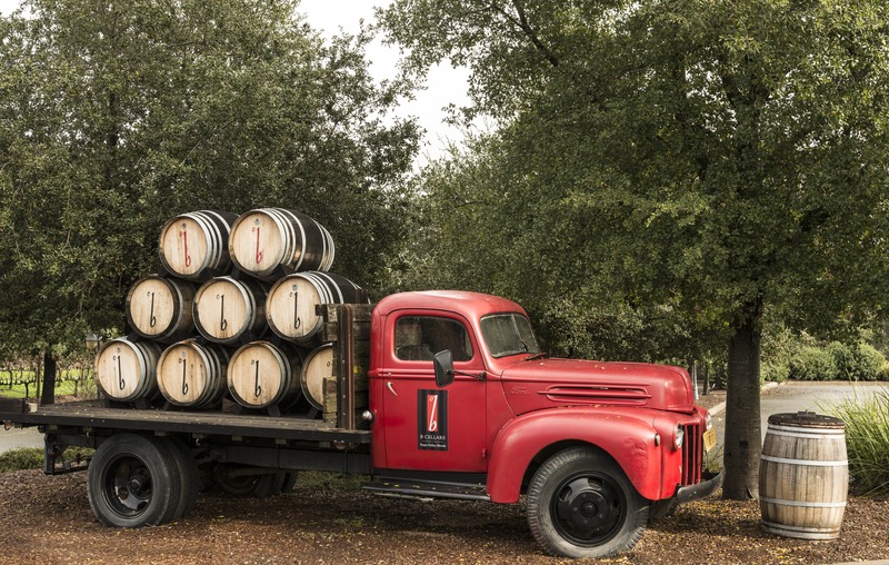 Lossy-page1-800px-vintage truck carrying wine casks at the b cellars winery in california%27s napa valley lccn2013630882.tif
