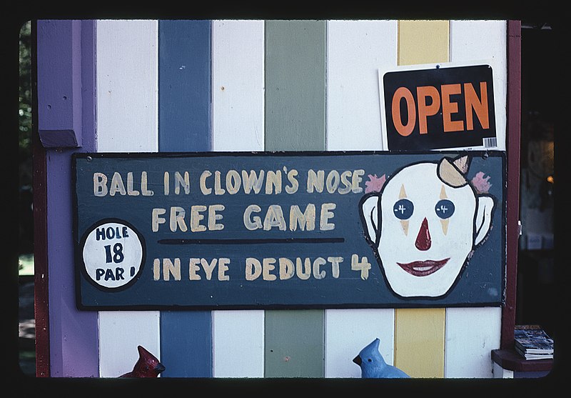 800px-clown 18th hole sign 2%2c nutty-putty%2c old forge%2c new york %28loc%29 - flickr - the library of congress