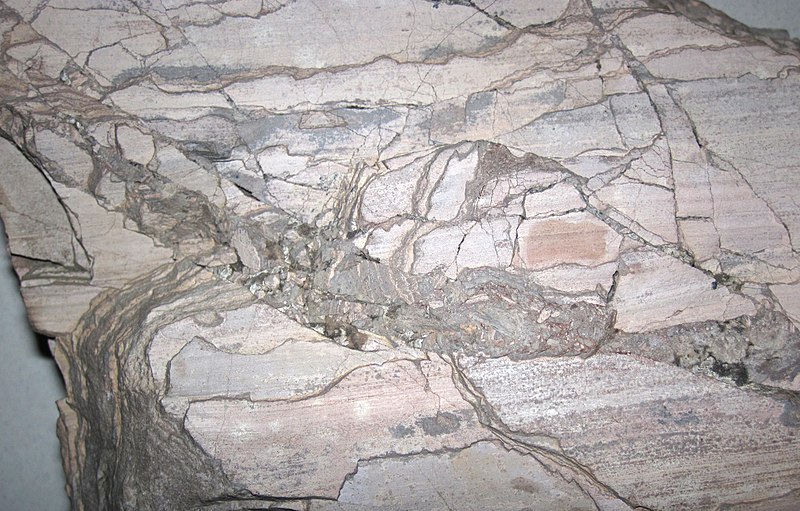 800px-rhyolite with fault %26 fault breccia %28mount belknap volcanic series%2c lower miocene%2c 18-21 ma%3b marysvale canyon%2c utah%2c usa%29 5