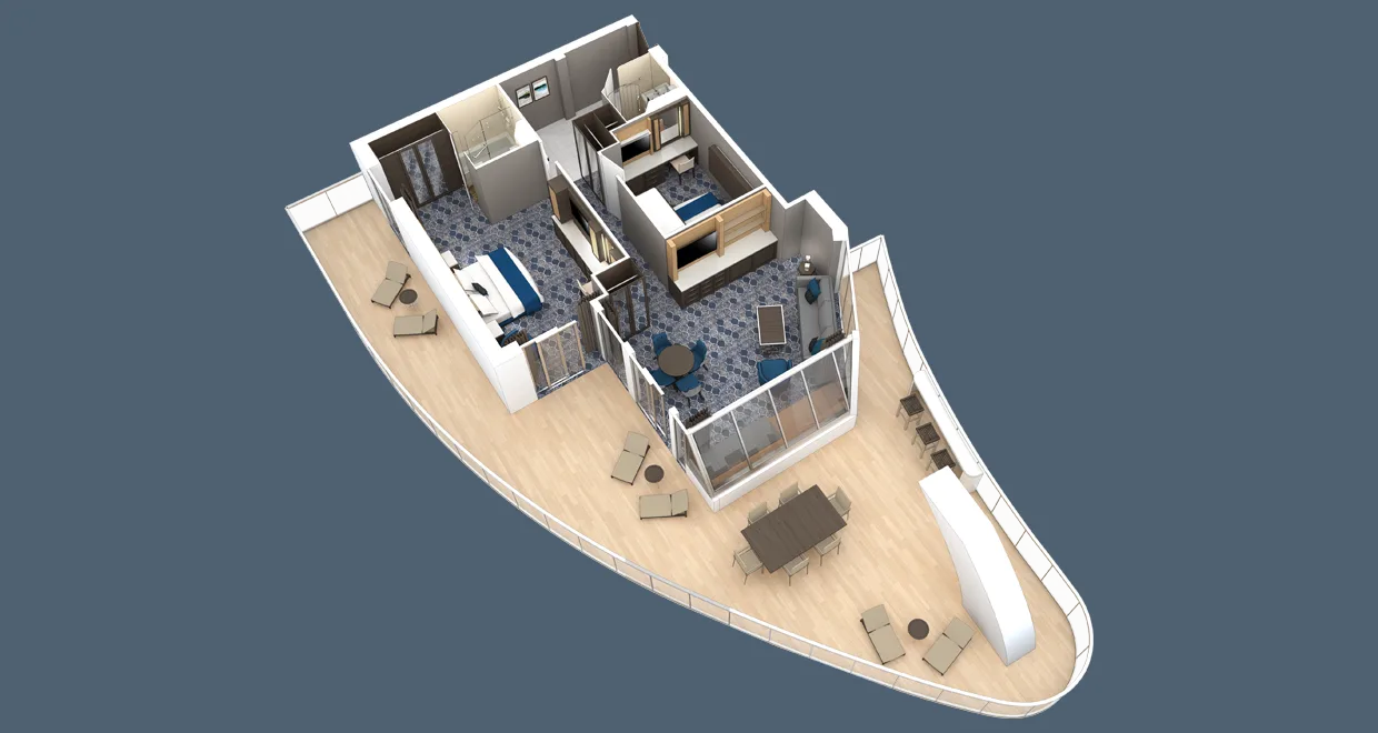 Image of AquaTheater Suite Floorplan, sourced from: Royal Caribbean International https://touristwire.com/wp-content/uploads/2023/05/Aquatheater-Suite-2-Bedroom-1.png
