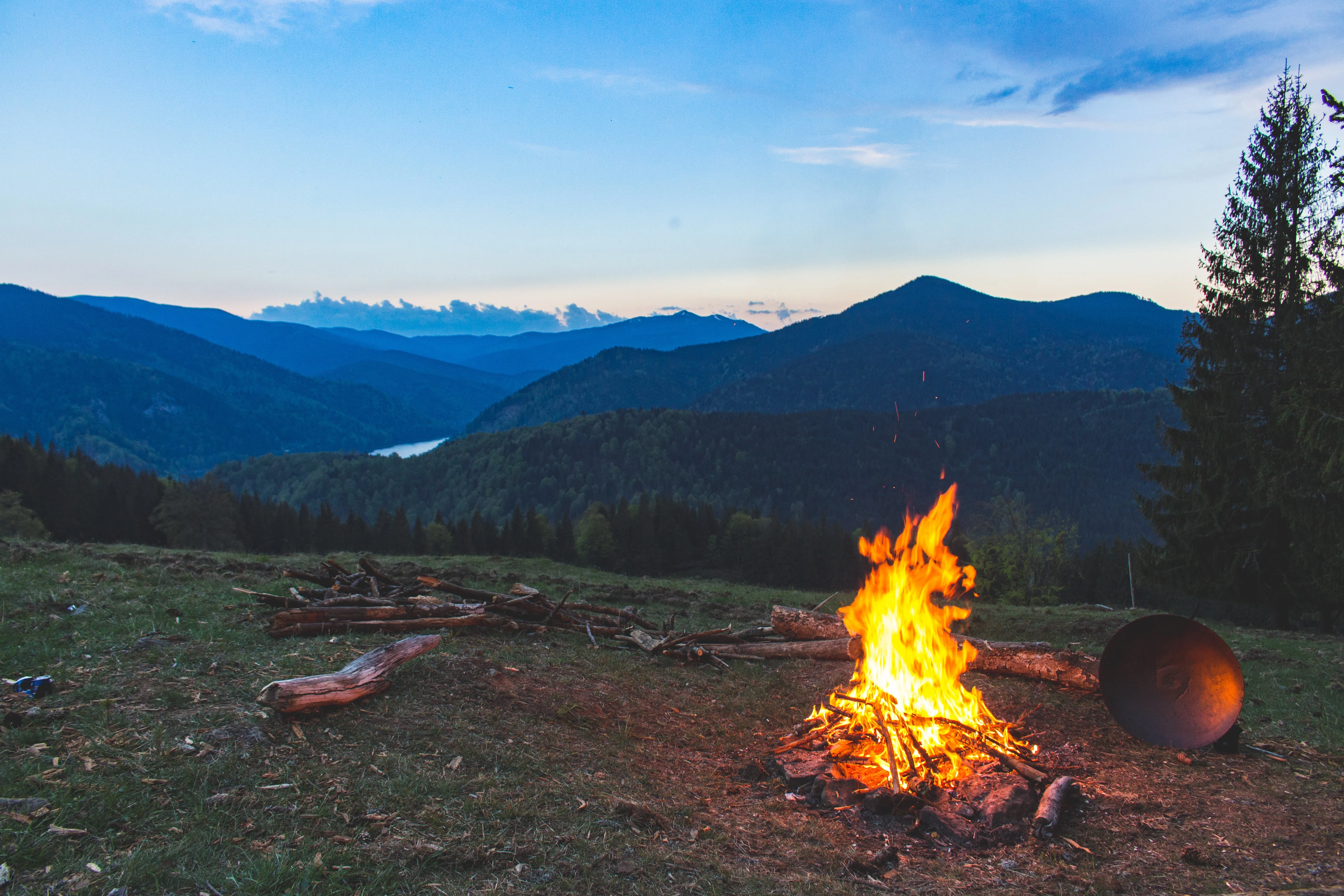 Free Bonfire Surrounded With Green Grass Field Stock Photo