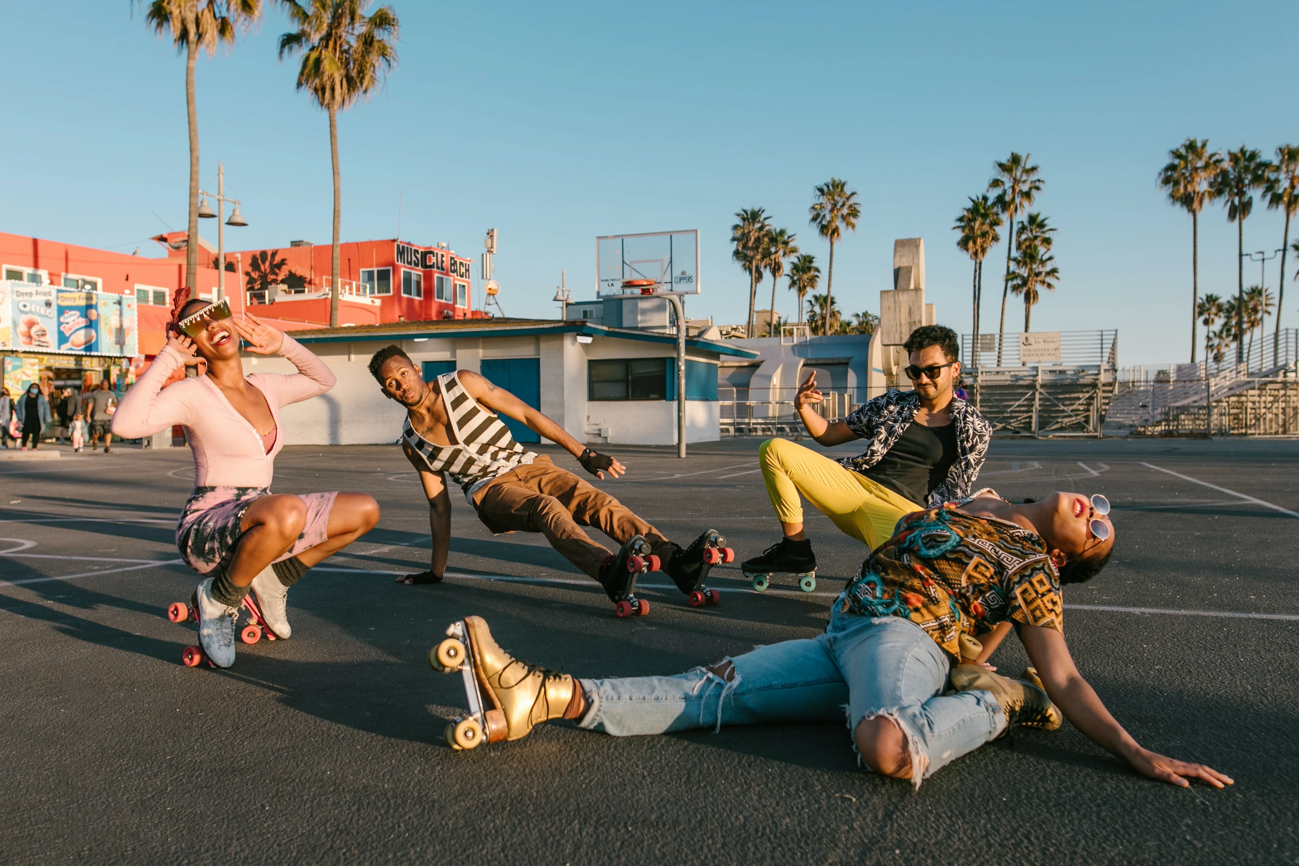 Free People Posing while Wearing Roller Skates Stock Photo