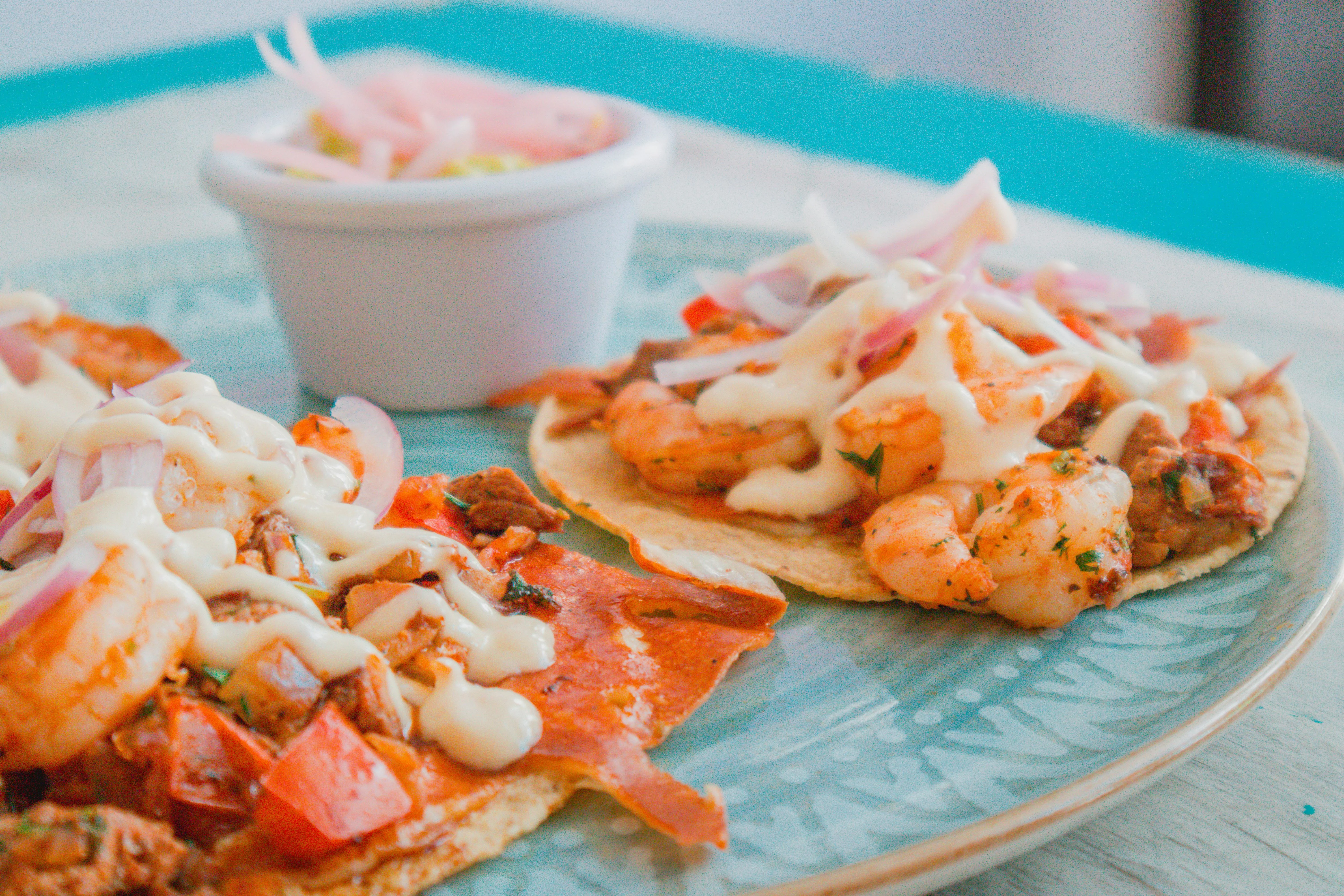 Free Close-up Shot of Prawn Tacos on Ceramic Plate Stock Photo